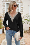 Eyelet V-Neck Smocked Flounce Sleeve Blouse - Trendsi - Flyclothing LLC