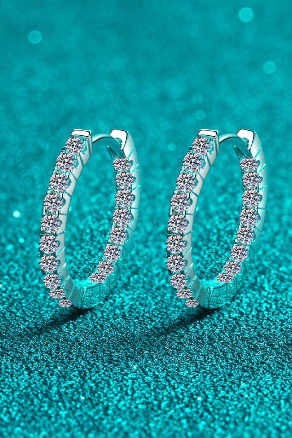 Moissanite 925 Sterling Silver Huggie Earrings - Trendsi - Flyclothing LLC