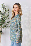 Heimish Full Size Floral Half Button Long Sleeve Blouse - Trendsi - Flyclothing LLC