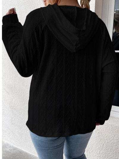 Textured Drawstring Kangaroo Pocket Hoodie - Trendsi - Flyclothing LLC