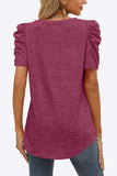 V-Neck Puff Sleeve Tee - Trendsi - Flyclothing LLC