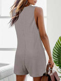 Waffle-Knit Scoop Neck Wide Strap Romper - Trendsi - Flyclothing LLC