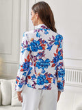 Floral Tie Neck Long Sleeve Blouse - Trendsi - Flyclothing LLC