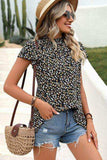 Ditsy Floral Mock Neck Short Sleeve T-Shirt - Trendsi - Flyclothing LLC