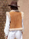 Fuzzy Open Front Vest Coat - Trendsi - Flyclothing LLC