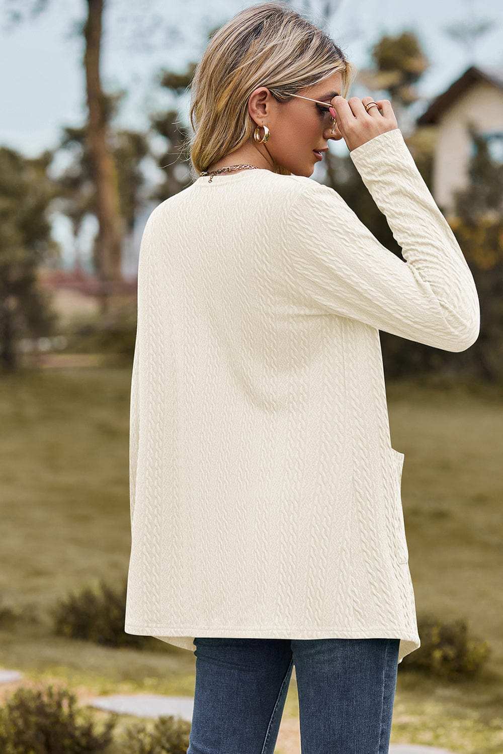 Open Front Long Sleeve Cardigan - Trendsi - Flyclothing LLC