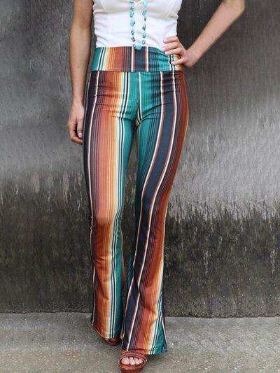 High Waist Striped Bootcut Pants - Trendsi - Flyclothing LLC