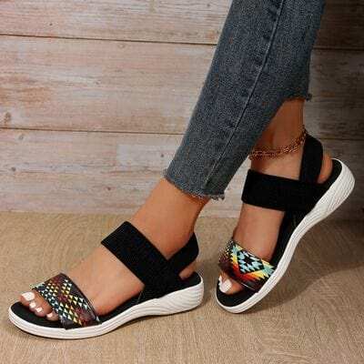 PU Leather Open Toe Low Heel Sandals - Trendsi - Flyclothing LLC