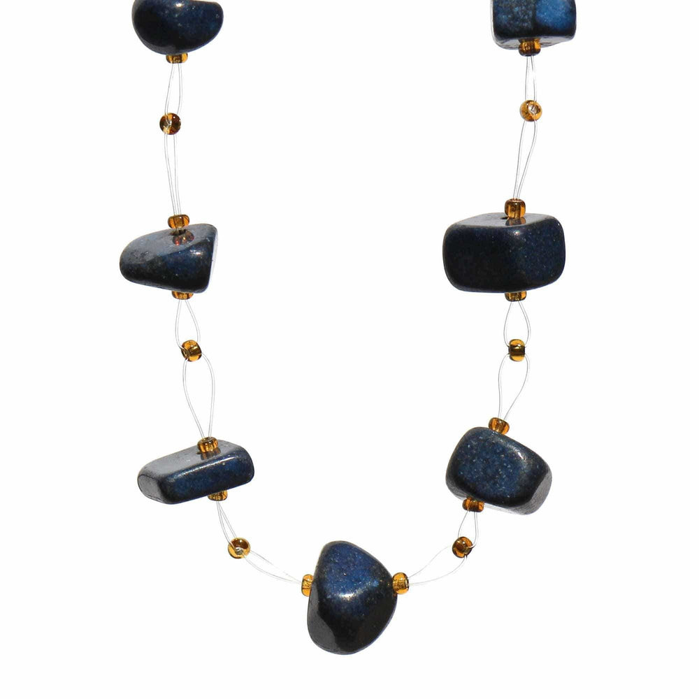 Floating Stone & Maasai Bead Necklace, Navy - Jedando - Flyclothing LLC