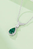 Lab-Grown Emerald Teardrop Necklace - Trendsi - Flyclothing LLC