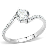 Alamode High polished (no plating) Stainless Steel Ring with AAA Grade CZ in Clear - Alamode - Flyclothing LLC