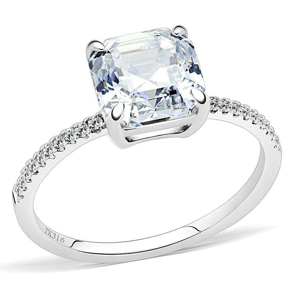 Alamode High polished (no plating) Stainless Steel Ring with Cubic in Clear - Alamode - Flyclothing LLC