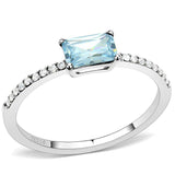 Alamode High polished (no plating) Stainless Steel Ring with AAA Grade CZ in Sea Blue - Alamode - Flyclothing LLC