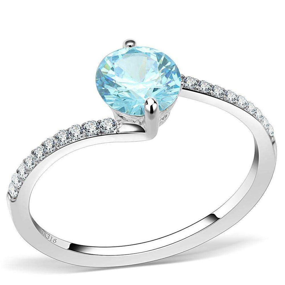 Alamode High polished (no plating) Stainless Steel Ring with AAA Grade CZ in Sea Blue - Alamode - Flyclothing LLC