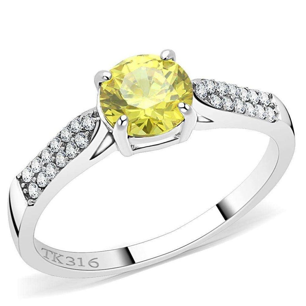 Alamode High polished (no plating) Stainless Steel Ring with AAA Grade CZ in Topaz - Alamode - Flyclothing LLC