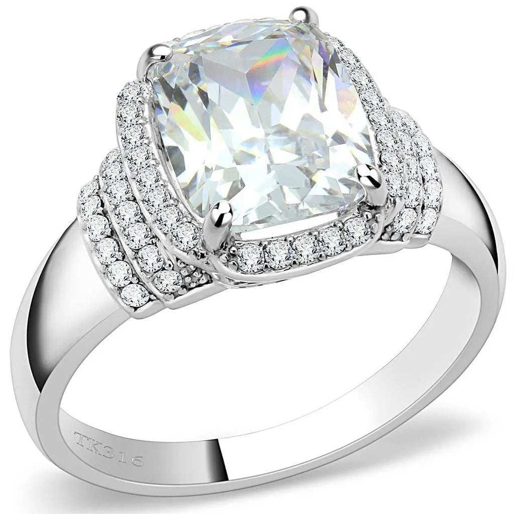 Alamode High polished (no plating) Stainless Steel Ring with Cubic in Clear - Alamode - Flyclothing LLC