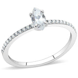 Alamode High polished (no plating) Stainless Steel Ring with Cubic in Clear - Alamode - Flyclothing LLC