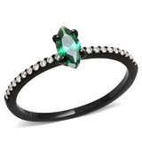 Alamode IP Black(Ion Plating) Stainless Steel Ring with AAA Grade CZ in Emerald - Alamode - Flyclothing LLC