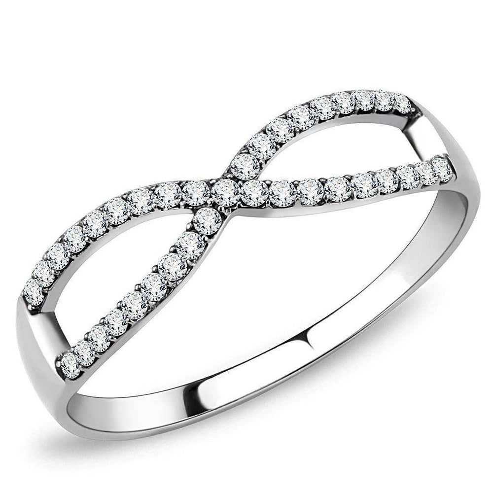 Alamode High polished (no plating) Stainless Steel Ring with AAA Grade CZ in Clear - Alamode - Flyclothing LLC
