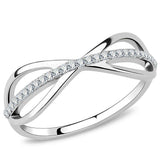 Alamode High polished (no plating) Stainless Steel Ring with AAA Grade CZ in Clear - Alamode - Flyclothing LLC