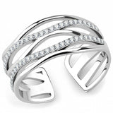 Alamode High polished (no plating) Stainless Steel Ring with AAA Grade CZ in Clear - Alamode - Flyclothing LLC