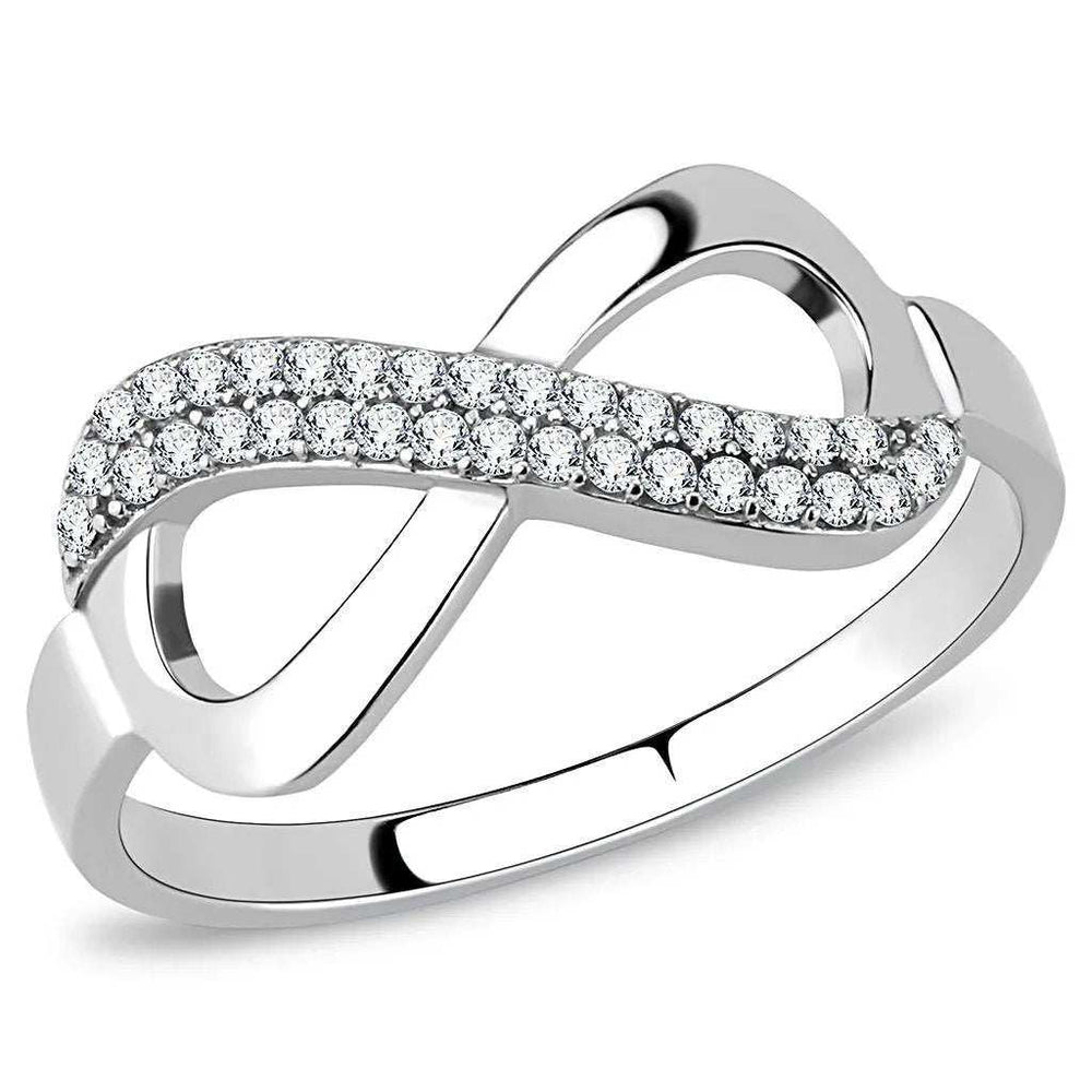 Alamode High polished (no plating) Stainless Steel Ring with AAA Grade CZ in Clear - Alamode - Flyclothing LLC