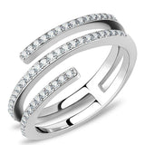Alamode High polished (no plating) Stainless Steel Ring with AAA Grade CZ in Clear - Alamode - Flyclothing LLC