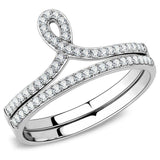 Alamode High polished (no plating) Stainless Steel Ring with AAA Grade CZ in Clear - Alamode - Flyclothing LLC