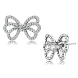 Alamode High polished (no plating) Stainless Steel Earrings with AAA Grade CZ in Clear - Alamode - Flyclothing LLC