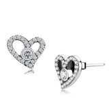 Alamode High polished (no plating) Stainless Steel Earrings with AAA Grade CZ in Clear - Alamode - Flyclothing LLC
