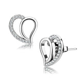 Alamode High polished (no plating) Stainless Steel Earrings with AAA Grade CZ in Clear - Alamode - Flyclothing LLC