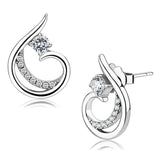 Alamode High polished (no plating) Stainless Steel Earrings with AAA Grade CZ in Clear - Alamode - Flyclothing LLC