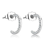 Alamode High polished (no plating) Stainless Steel Earrings with AAA Grade CZ in Clear - Alamode - Flyclothing LLC