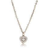 Alamode IP Rose Gold(Ion Plating) Stainless Steel Chain Pendant with AAA Grade CZ in Clear - Alamode - Flyclothing LLC