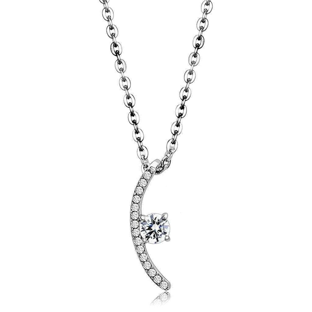 Alamode High polished (no plating) Stainless Steel Chain Pendant with AAA Grade CZ in Clear - Alamode - Flyclothing LLC