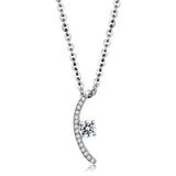 Alamode High polished (no plating) Stainless Steel Chain Pendant with AAA Grade CZ in Clear - Alamode - Flyclothing LLC