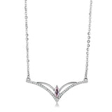Alamode High polished (no plating) Stainless Steel Chain Pendant with AAA Grade CZ in Light Rose - Alamode - Flyclothing LLC