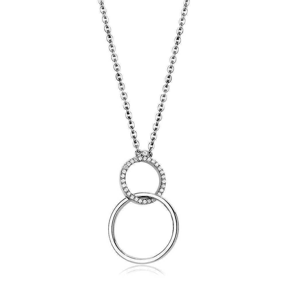 Alamode High polished (no plating) Stainless Steel Chain Pendant with AAA Grade CZ in Clear - Alamode - Flyclothing LLC