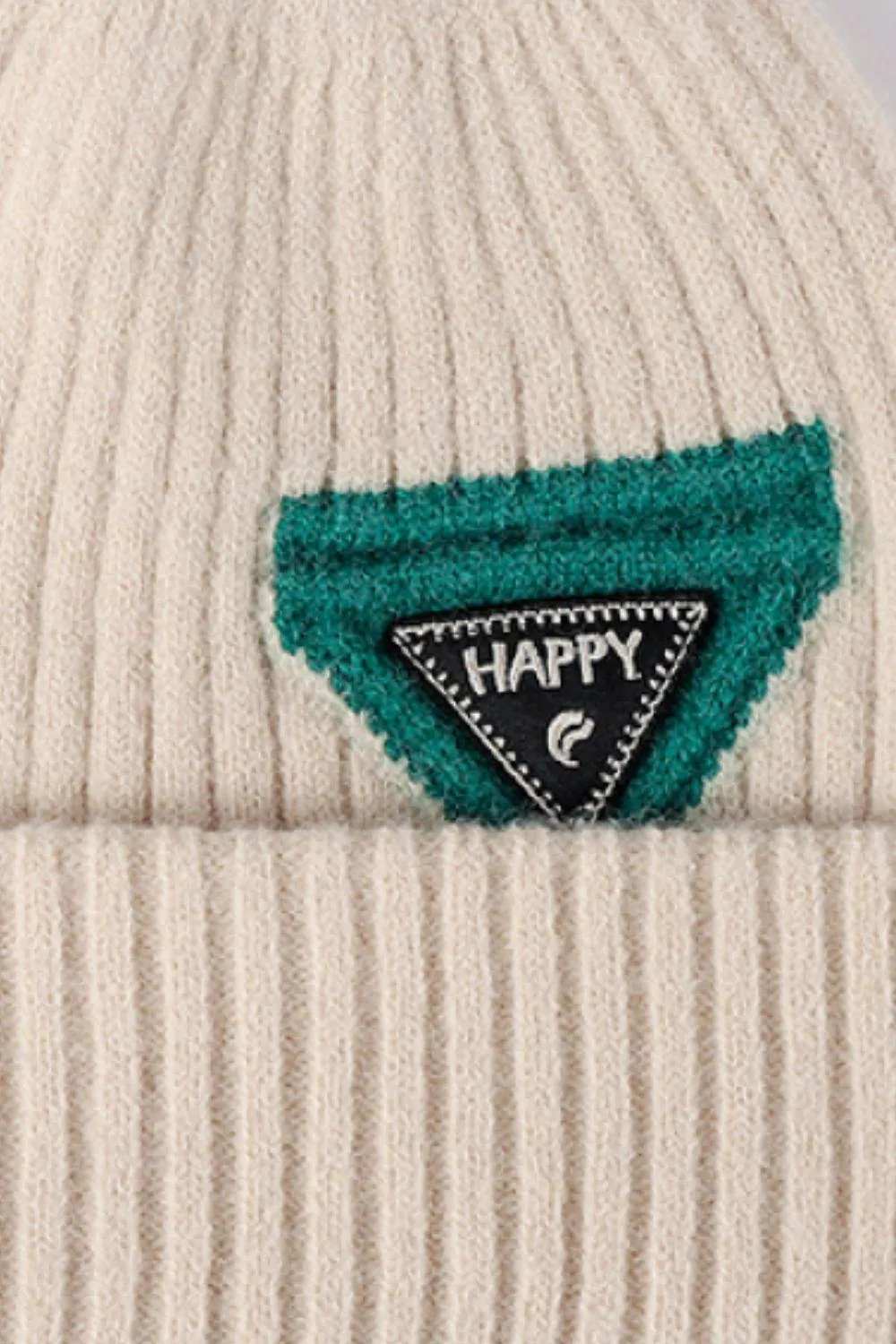 HAPPY Contrast Beanie - Trendsi - Flyclothing LLC