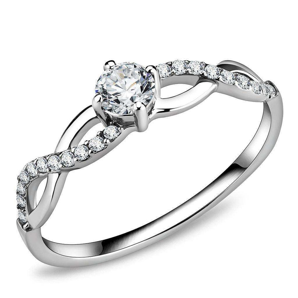 Alamode High polished (no plating) Stainless Steel Ring with AAA Grade CZ in Clear - Alamode - Flyclothing LLC