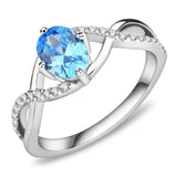 Alamode High polished (no plating) Stainless Steel Ring with AAA Grade CZ in Sea Blue - Alamode - Flyclothing LLC
