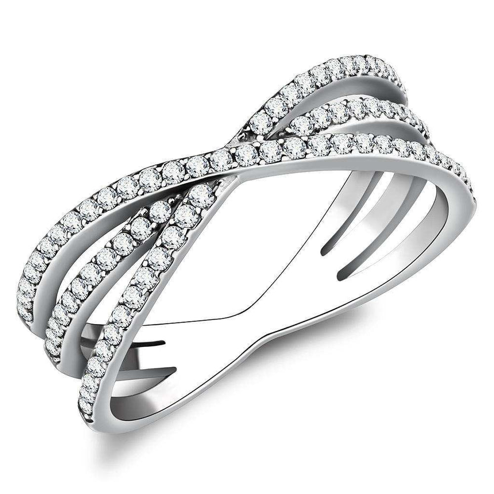 Alamode High polished (no plating) Stainless Steel Ring with AAA Grade CZ in Clear - Alamode - Flyclothing LLC