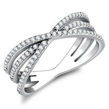 Alamode High polished (no plating) Stainless Steel Ring with AAA Grade CZ in Clear - Alamode - Flyclothing LLC