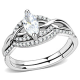 Alamode High polished (no plating) Stainless Steel Ring with AAA Grade CZ in Clear - Alamode - Flyclothing LLC