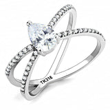 Alamode High polished (no plating) Stainless Steel Ring with AAA Grade CZ in Clear - Alamode - Flyclothing LLC