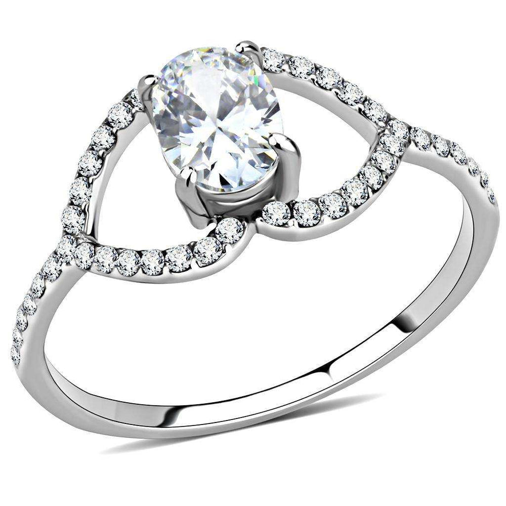 Alamode High polished (no plating) Stainless Steel Ring with AAA Grade CZ in Clear - Alamode - Flyclothing LLC