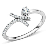 Alamode High polished (no plating) Stainless Steel Ring with AAA Grade CZ in Clear - Alamode - Flyclothing LLC