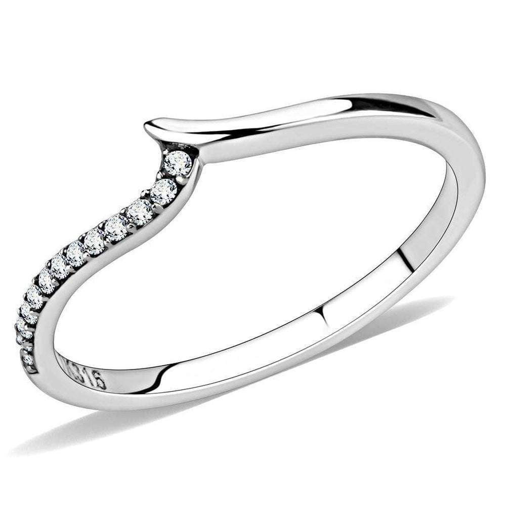 Alamode High polished (no plating) Stainless Steel Ring with AAA Grade CZ in Clear - Alamode - Flyclothing LLC