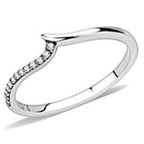 Alamode High polished (no plating) Stainless Steel Ring with AAA Grade CZ in Clear - Alamode - Flyclothing LLC