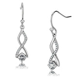 Alamode High polished (no plating) Stainless Steel Earrings with AAA Grade CZ in Clear - Alamode - Flyclothing LLC